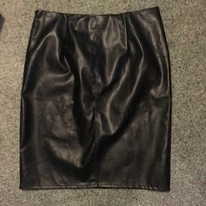Faux leather black pencil skirt